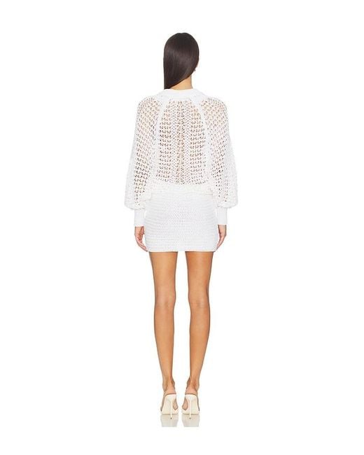 Balmain White Batwing Dentelle Crochet Knit Dress