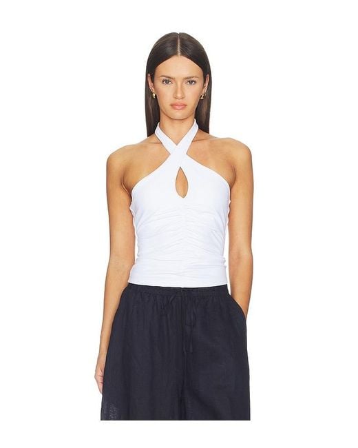 Susana Monaco White Cross Front Gathered Top