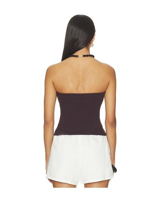 Enza Costa White Cotton Rib Bandeau Top