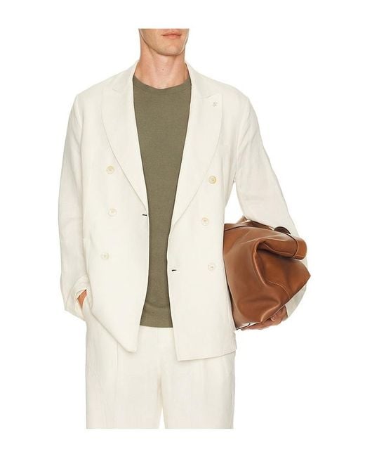 DISTRETTO12 Natural Certo Double Breasted Blazer for men