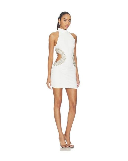 Bronx and Banco White Camila Halterneck Double Cutout Mini Dress