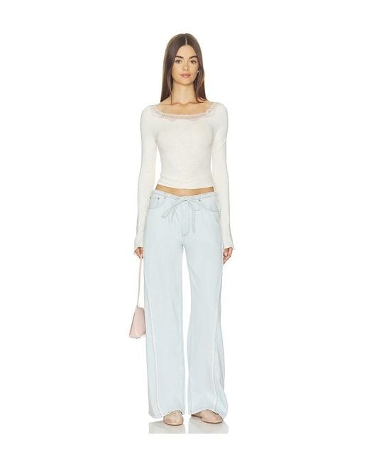 DL1961 White Aura Sienna Low Slung Relaxed Wide Leg Jeans