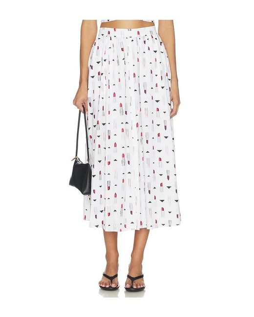 L'Agence White Seina Midi Skirt