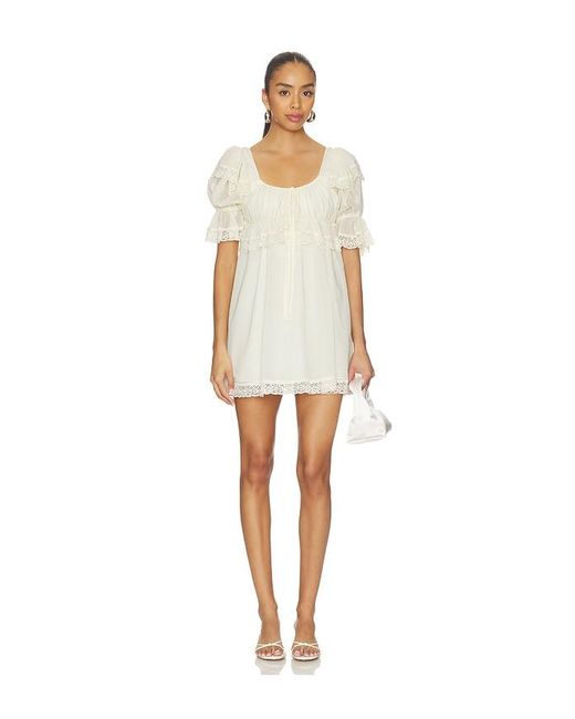 For Love & Lemons White Juniper Puff Sleeve Mini Dress