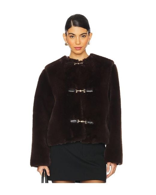 Lovers + Friends Black Rhoda Faux Fur Jacket