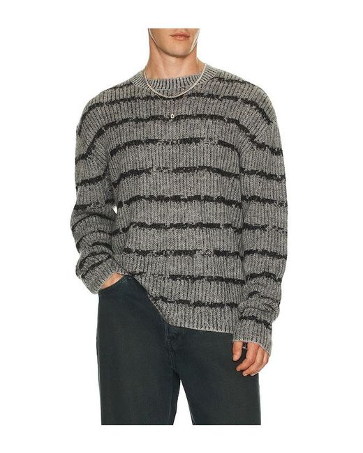 AllSaints Gray Dissolved Crew Neck Sweater for men