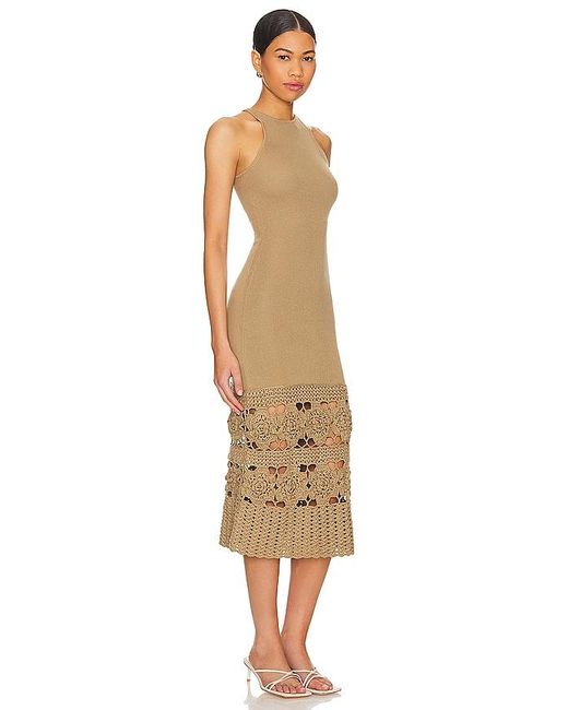 Tularosa Natural Finley Crochet Midi Dress