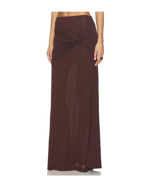 SNDY'S Brown Kalea Twist Maxi Skirt
