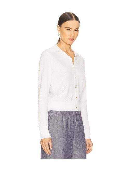 Vince White Double Layer Mesh Cardigan