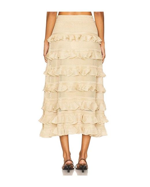 Zimmermann Natural Lace Frill Midi Skirt
