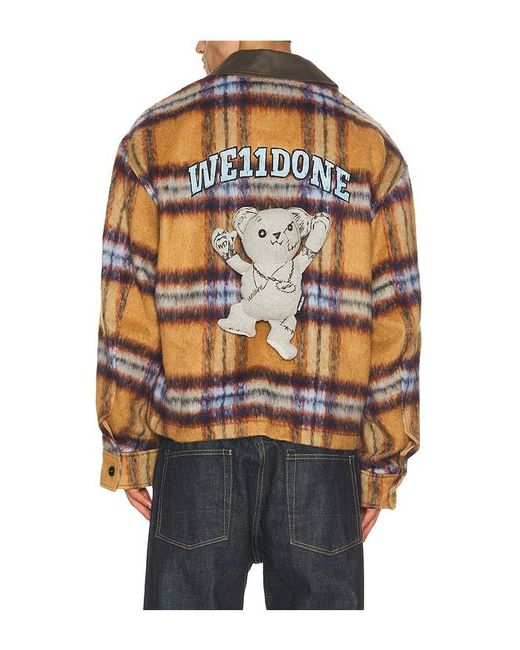 we11done Orange Teddy Doodle Check Pattern Jacket for men