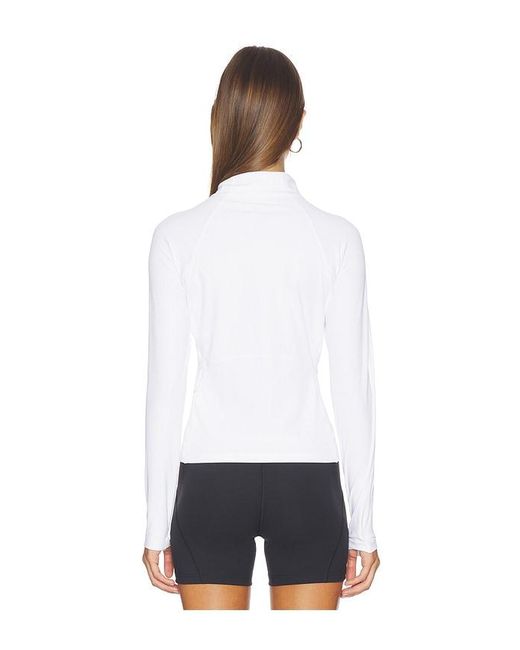 Halfdays White Julie Ribbed 1/4 Zip Top