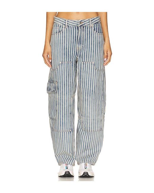 Ganni Blue Light Stripe Denim Carpenter Jeans
