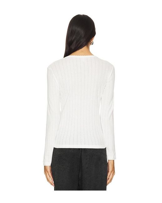 Leset White Pointelle Long Sleeve