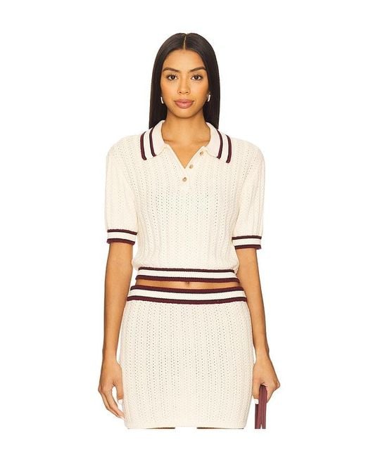 Lovers + Friends Natural Remy Pointelle Polo Top