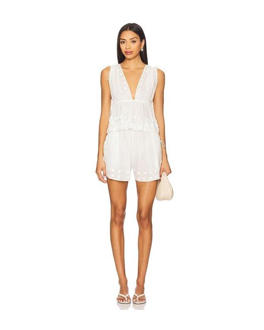 Ulla Johnson White Anya Plunge V Neck Top Coverup