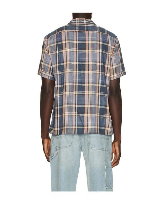 Vince Blue Prine Plaid Cotton Blend Cabana Shirt for men