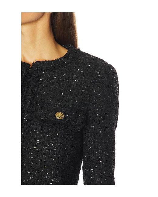 Alice + Olivia Black Dumont Tweed Boxy Jacket