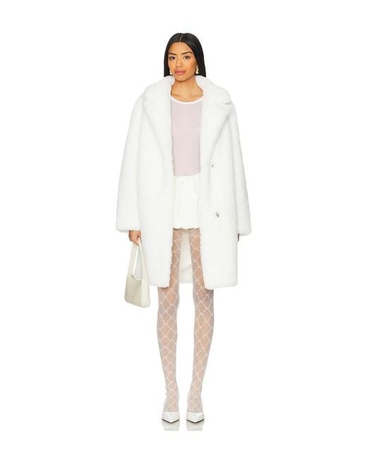 MORE TO COME White Elaine Faux Fur Coat