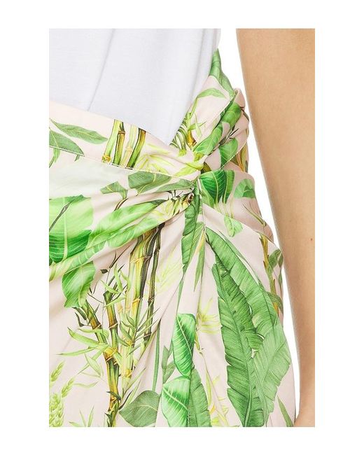 VERANDAH Green Hand Draped Tropical Maxi Skirt