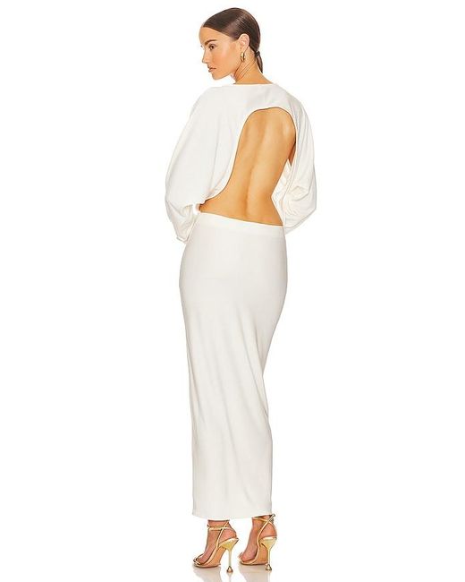 Helsa White Matte Jersey Open Back Dress