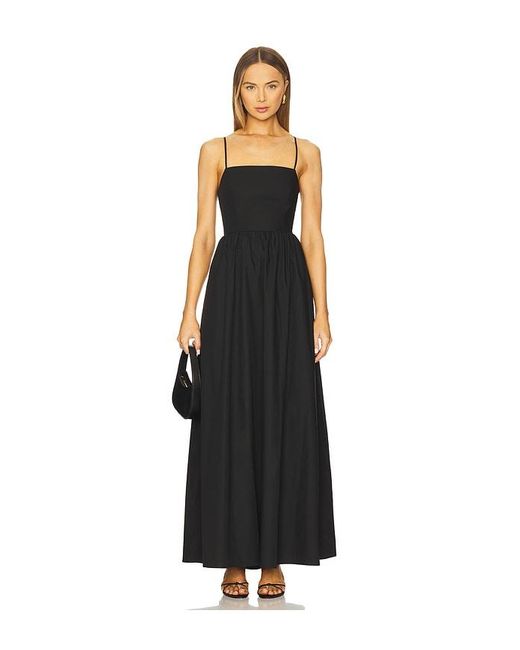 Susana Monaco Black Poplin Lace Up String Maxi Dress