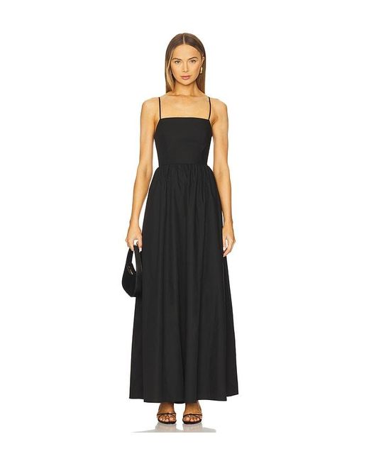 Susana Monaco Black Poplin Lace Up String Maxi Dress