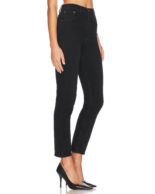 Agolde Black Riley Long Straight Jeans