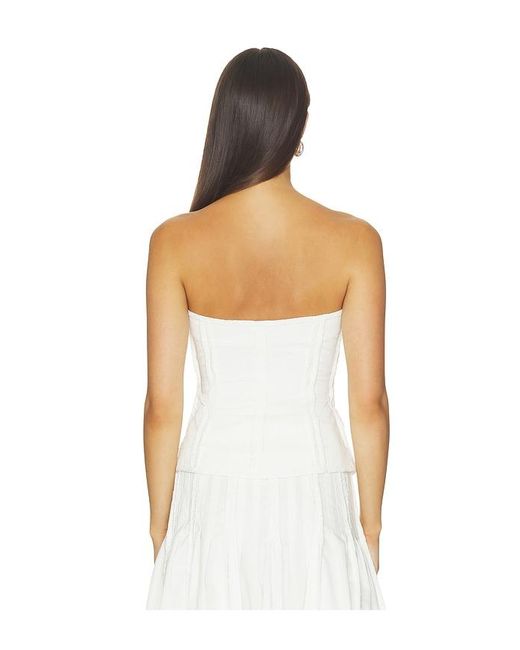 Markgong White Strapless Button Up Top With Lace Trim