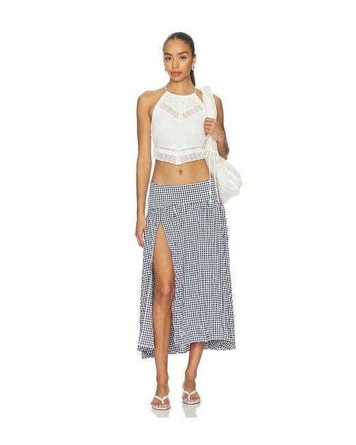 GUIZIO Blue Alegra Low Rise Maxi Skirt