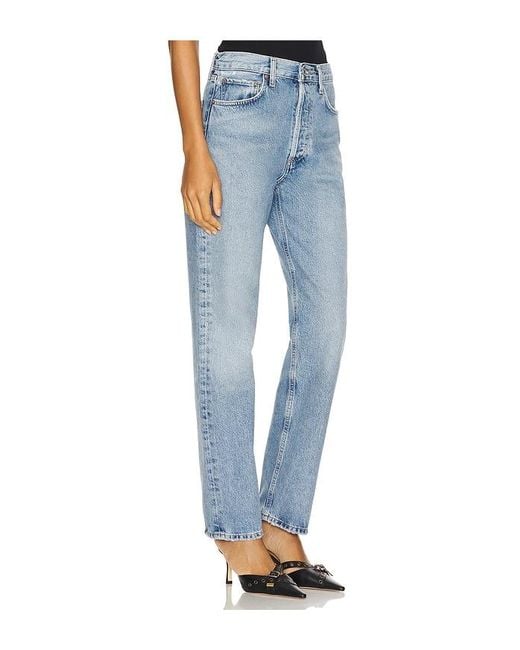 Agolde Blue 90S Pinch Waist High Rise Straight Jeans