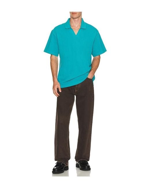 Scotch & Soda Blue 3 Crossed Pique Garment Dyed Polo for men