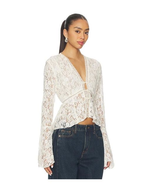 Free People White Whispering Love Lace Top