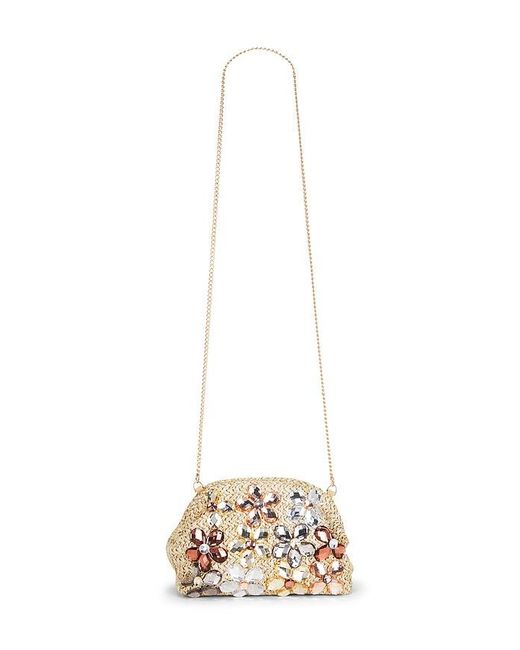 Olga Berg Natural Fern Crystal Embellished Clutch