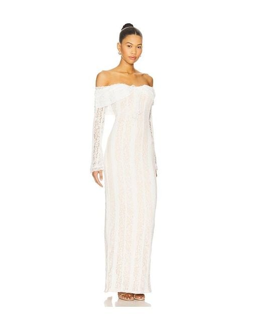 MORE TO COME White Annabelle Off Shoulder Maxi