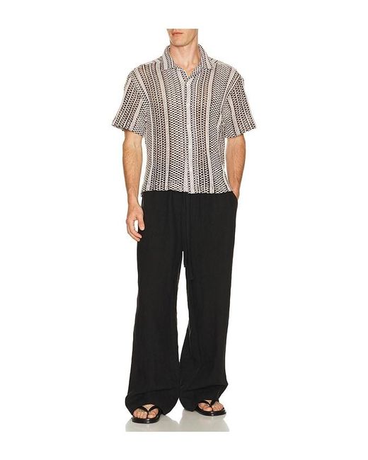 Percival Black Hugh Crochet Cuban Shirt for men