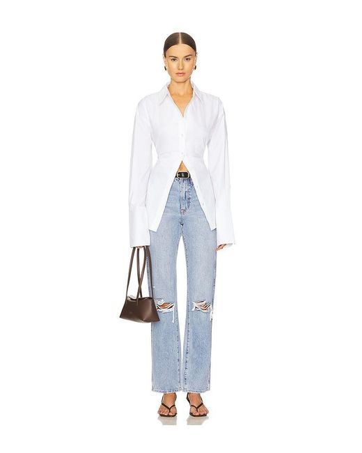 GRLFRND Blue Sara Super High Rise Slim Straight