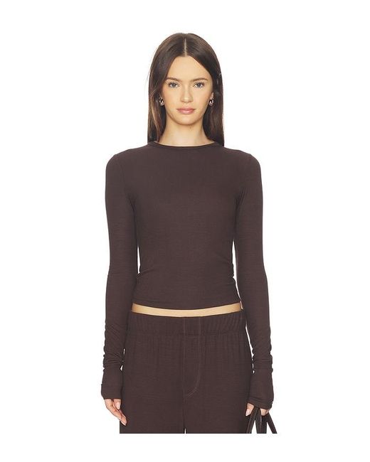 ÉTERNE Brown Long Sleeve Fitted Top