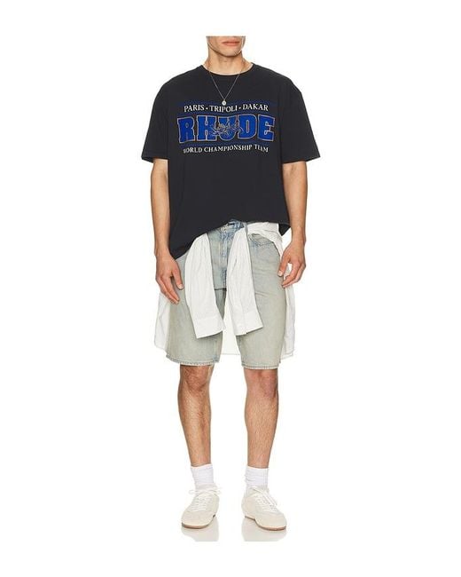 Rhude Blue Chrono Tee for men