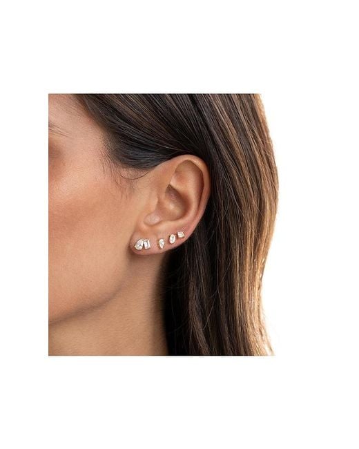 By Adina Eden Metallic Cz Teardrop X Baguette Stud Earring