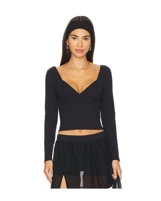 Free People Black X Intimately Fp Duo Corset Long Sleeve Cami