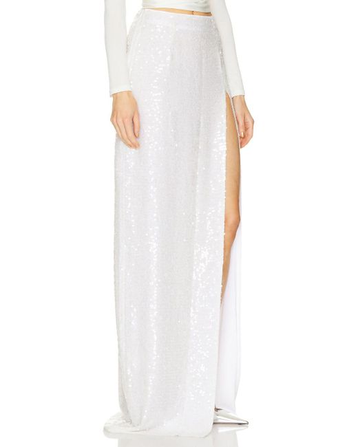 LAPOINTE Sequin High Waist Maxi Skirt White