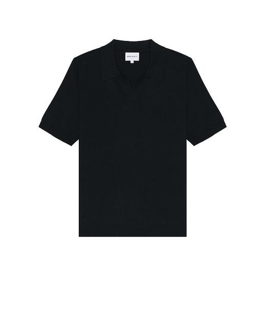 Norse Projects Black Leif Cotton Linen Polo for men
