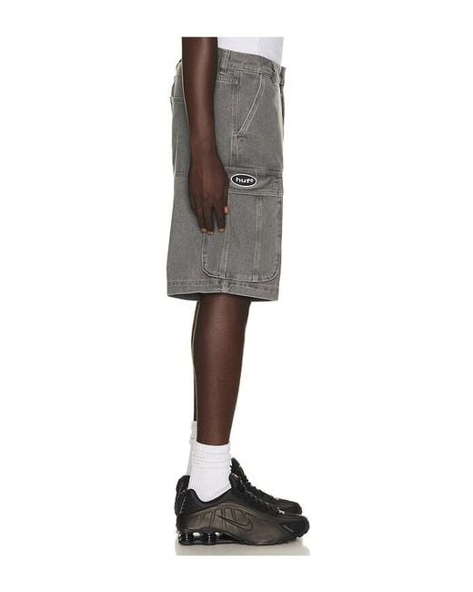Huf Gray Oval Denim Cargo Short for men
