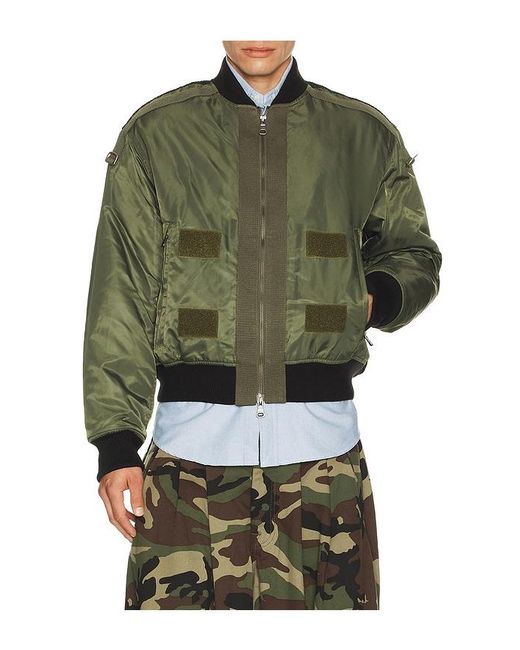 ANDERSSON BELL Green Flight Layered Washed Bomber Jacket for men