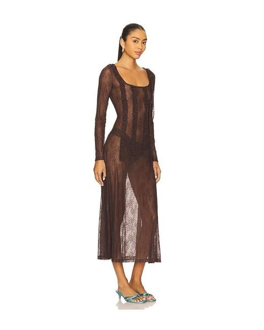 Damson Madder Brown Raphi Lace Midi Dress