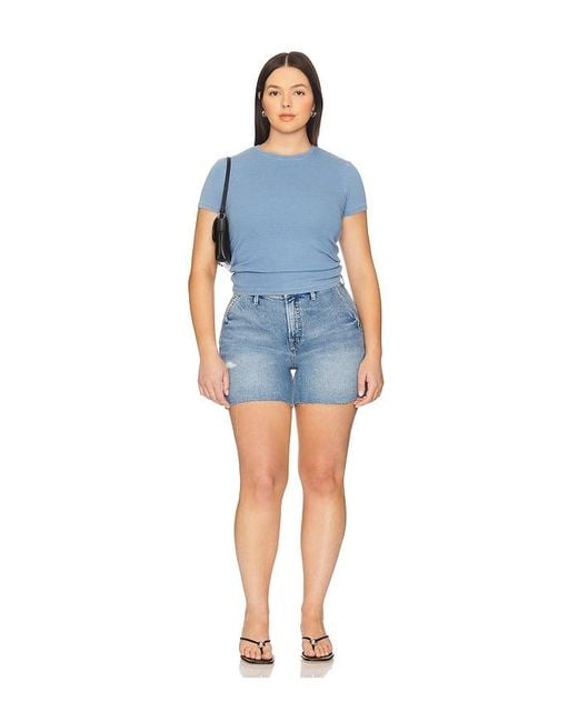 GOOD AMERICAN Blue Good 90S Long Shorts