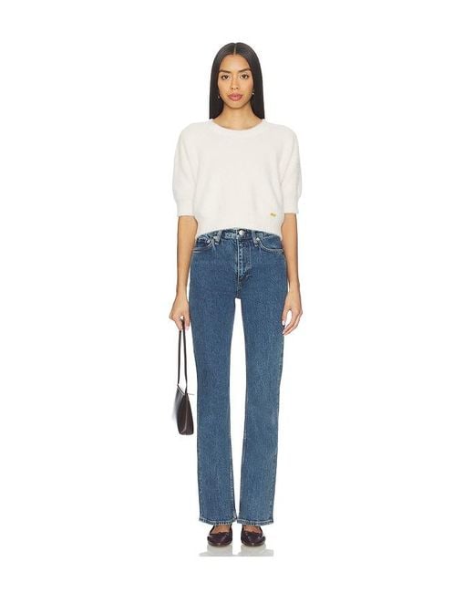 L'Agence White Guinevere Short Sleeve Crop Crew Top