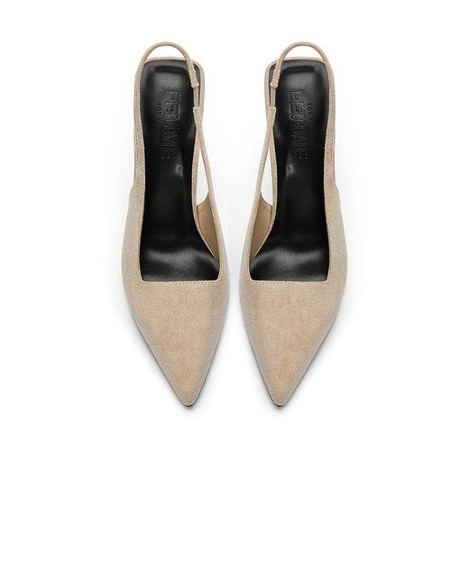 Femme LA White G63 Suede Slingback Pump