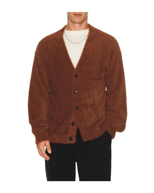 Central Park West Brown Eyelash Cardigan for men